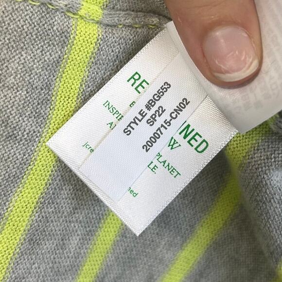 J. Crew Striped Dropped Shoulder Crew Neck Sweater NWT Women's Sz M Gray Green - Picture 5 of 5